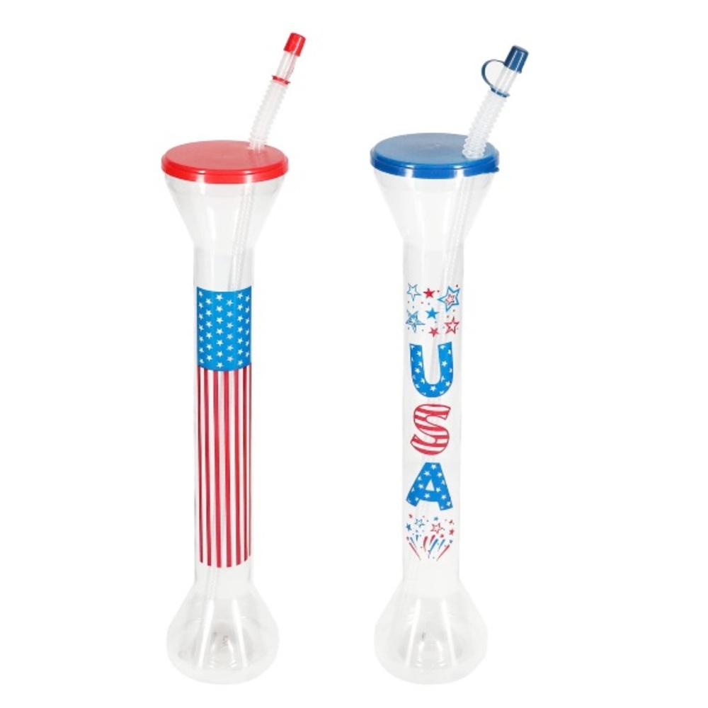 Patriotic USA Drink Tumblers with Straws 2ct